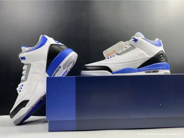 Official Maikesneakers White 3 Jordan Blue Retro CT8532-040 Air 0412